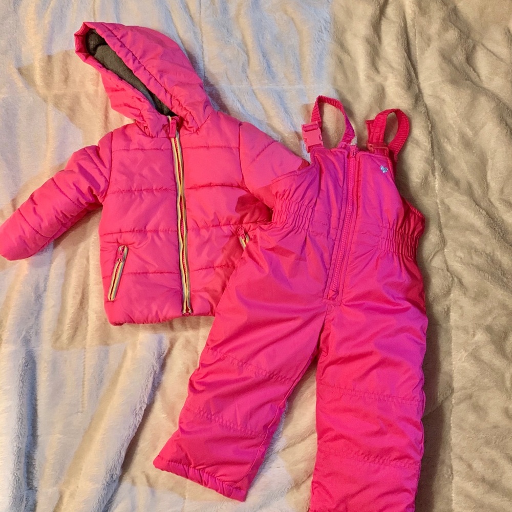 Carters 2T snow bib and jacket pink